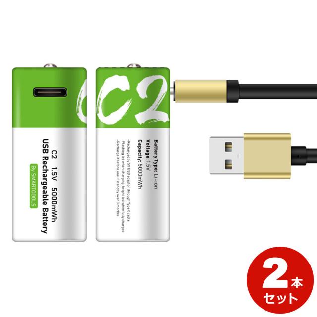 単2充電池 Type-C USB充電 単三電池 充電器不要 単2 Type-C 充電池 USB直挿し リチウム単2バッテリー