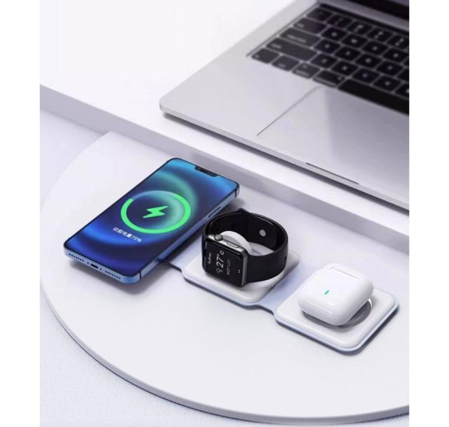 ワイヤレス充電器 3in1 折りたたみ Qi充電器 急速充電 マグネット充電器 magsafe 充電器