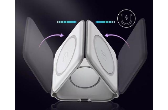 ワイヤレス充電器 3in1 折りたたみ Qi充電器 急速充電 マグネット充電器 magsafe 充電器