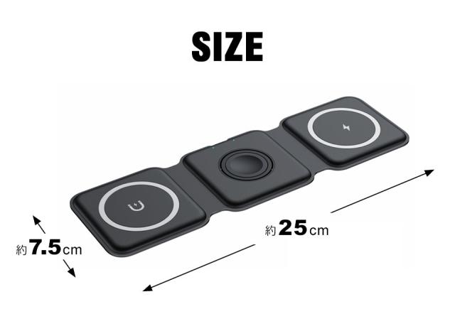 ワイヤレス充電器 3in1 折りたたみ Qi充電器 急速充電 マグネット充電器 magsafe 充電器