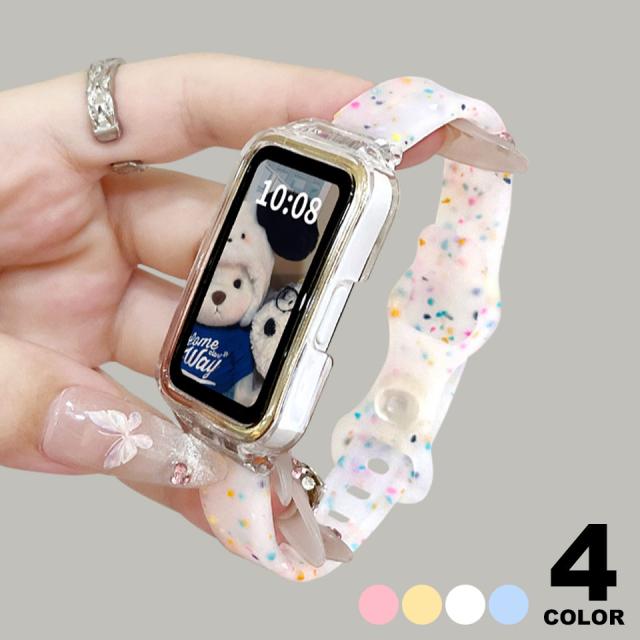 Huawei Band 9/9 NFC ストラップ 透明ケース 交換バンド