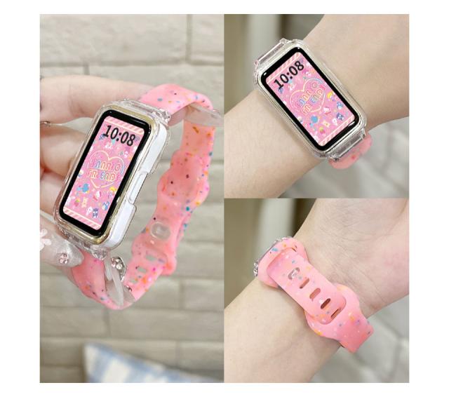 Huawei Band 9/9 NFC ストラップ 透明ケース 交換バンド