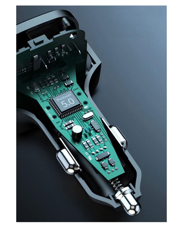 Bluetooth5.0 FMトランスミッター 車載 高音質 ロスレス音楽再生 QC3.0 PD急速充電 デュアルUSB ハンズフリー通話 Uディスク再生 7色LEDライト