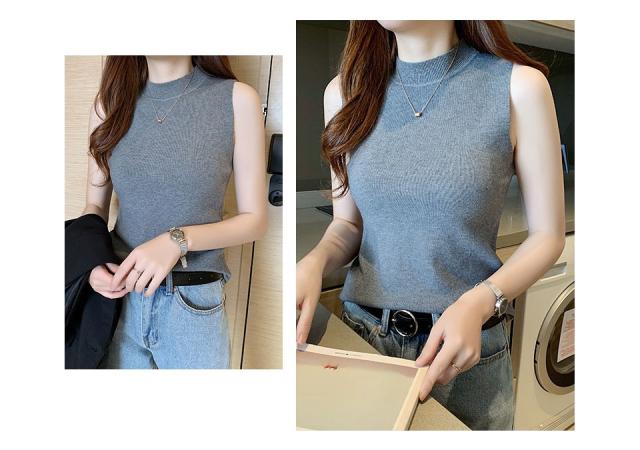 ノースリーブ レディース ハイネック 無地 カットソー 春夏インナー タンクトップ ハイネックノースリーブ レディースインナー