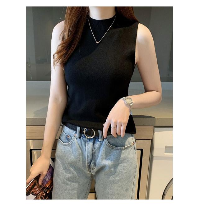 ノースリーブ レディース ハイネック 無地 カットソー 春夏インナー タンクトップ ハイネックノースリーブ レディースインナー