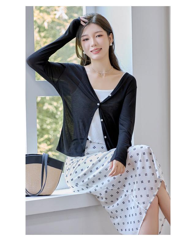 サマー カーディガン 長袖 薄手 サマーニット レディース 春夏カーディガン