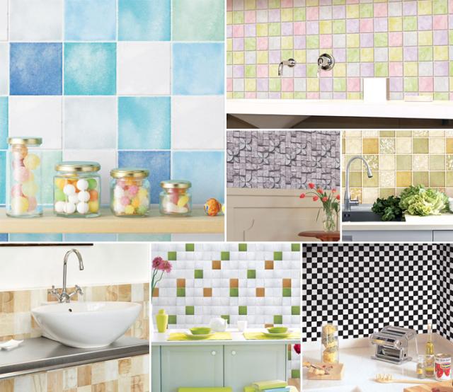 キッチン 壁紙 タイル のり付き タイル柄 壁紙 シール はがせる壁紙 リメイクシート 北欧 クロス 補修 防水