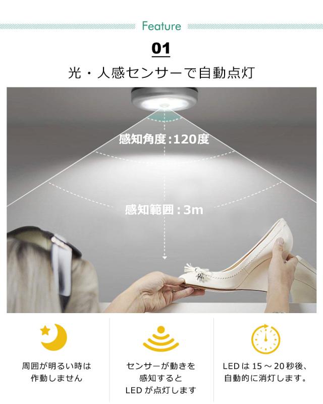 人感センサーライト 室内 電池 玄関