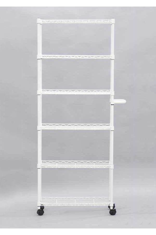 スチールラック 5段 取っ手付き キャスター付き ホワイト 白 幅20