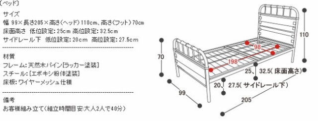 超激得在庫 ヴィンテージ調アイアンベッド パイプベッド(代引不可)の通販はau PAY マーケット - リコメン堂|商品ロットナンバー:4300063 シングル クルーズ ポケットコイルマットレス付き 高さ2段階調整 人気超激安