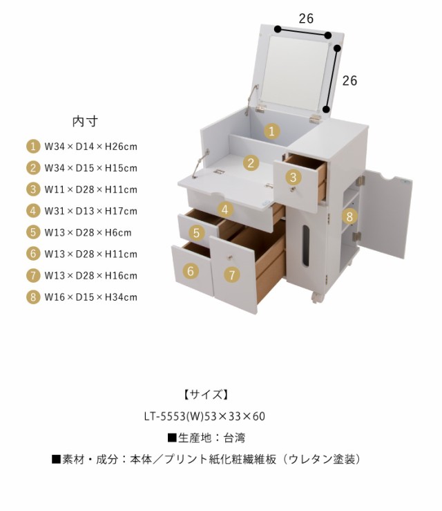 大人気正規品 ドレッサー コスメボックス ドレッサー 鏡台 ミラー 収納 シンプル 北欧 木製 コスメワゴン メイクボックス ワイド(代引不可)【送料無料の通販はau PAY マーケット - リコメン堂インテリア館 100%新品お得