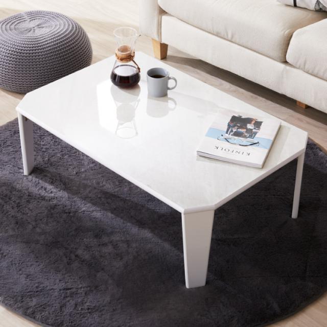 うっどすたいる ローテーブル 鏡面 大理石柄 幅110×奥行60㎝ 高さ40