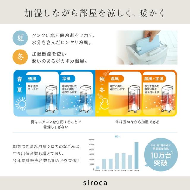 加湿機能,温冷風扇 なごみリモコン,チャイルドロック付き SH-C252 siroca シロカ 加湿機能付き 温冷風扇 なごみ 保冷剤付き 冷風扇