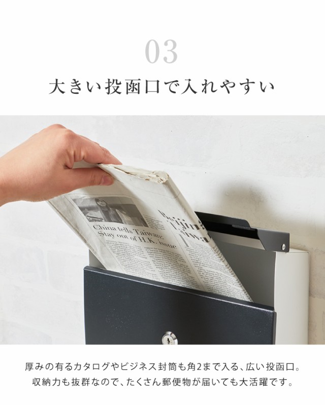 郵便ポスト 壁掛け 鍵付き 軽量 排水口付き 錆びにくい ブラック ...