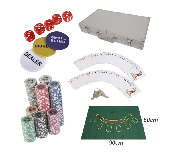 カジノチップ300枚&BJマットセット(シルバー) カードゲーム