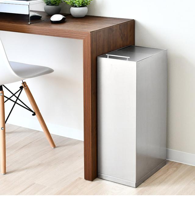 美品　【希少デザイン】ステンレスダストボックス／ゴミ箱 無垢材製天板付き ステンレス天板ダストボックス（キッチンゴミ箱/分別ゴミ箱