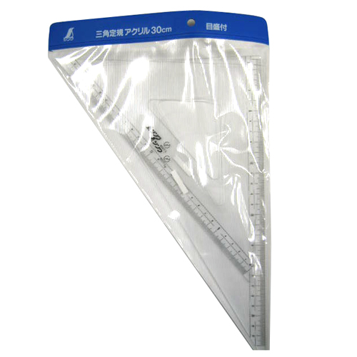 シンワ・三角定規‐アクリル・30CM‐75264・大工道具・測定具・その他測定・製図２・DIYツールの画像