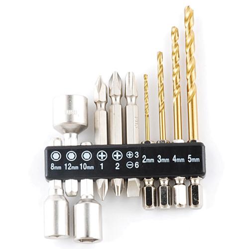 Ｅ−Ｖａｌｕｅ・ドリルandビットセット・BS-3N‐10PCS・先端工具・ドリルアタッチメント・ビット・DIYツールの画像