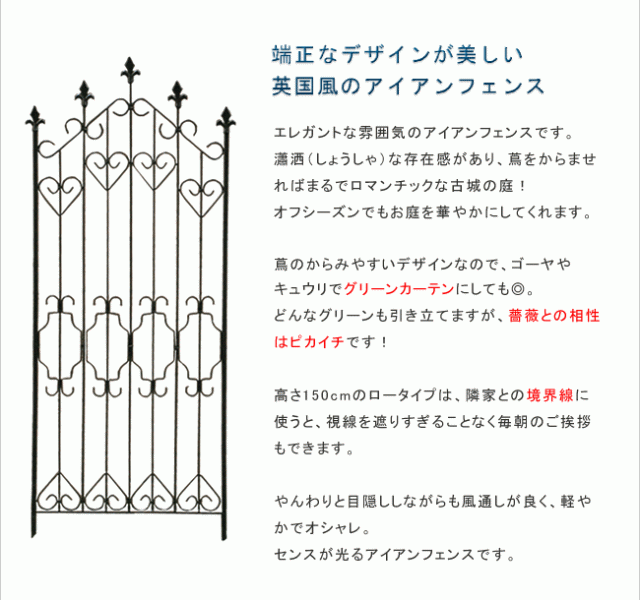 フェンス 目隠し アイアン 150 ロータイプ(2枚組) ブラック ガーデン