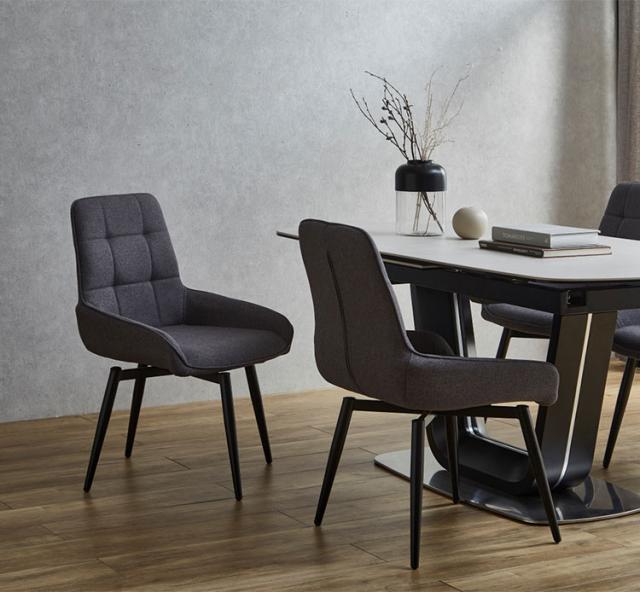 ファブリック回転チェア 2脚セット ダイニングチェア