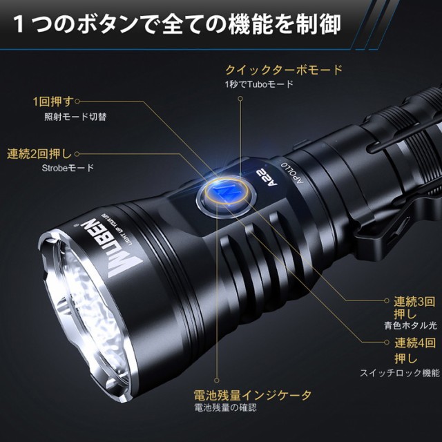 WUBEN 充電式LEDフラッシュライト A22 ウーベン