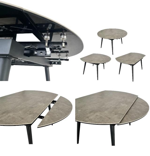 丸テーブル 変形可能 幅120(72)cm セラミックテーブル 壁づけ