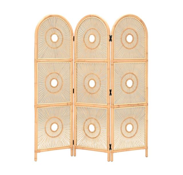 籐 パーテーション 3連ついたて 間仕切り 衝立 壁 可動 和風 屏風