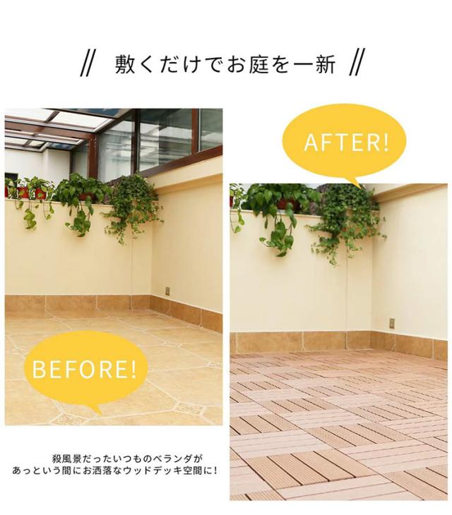 ロットナン ウッドパネル フロアデッキ ジョイント式 設置簡単 庭 Diy 代引不可 送の通販はau Pay マーケット リコメン堂インテリア館 54枚 ウッドデッキ 人工木 樹脂 ウッドタイル デッキ ベランダ についての