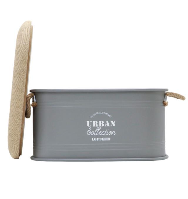 通販限定 収納ボックス 楕円形m グレー ブリキ缶 アンティーク調 おしゃれ 取っ手 持ち手 フタ ふた 付き ブリキスツール おもちゃ箱 プランターカ 安いそれに目立つ Lovemesomegadgets Com