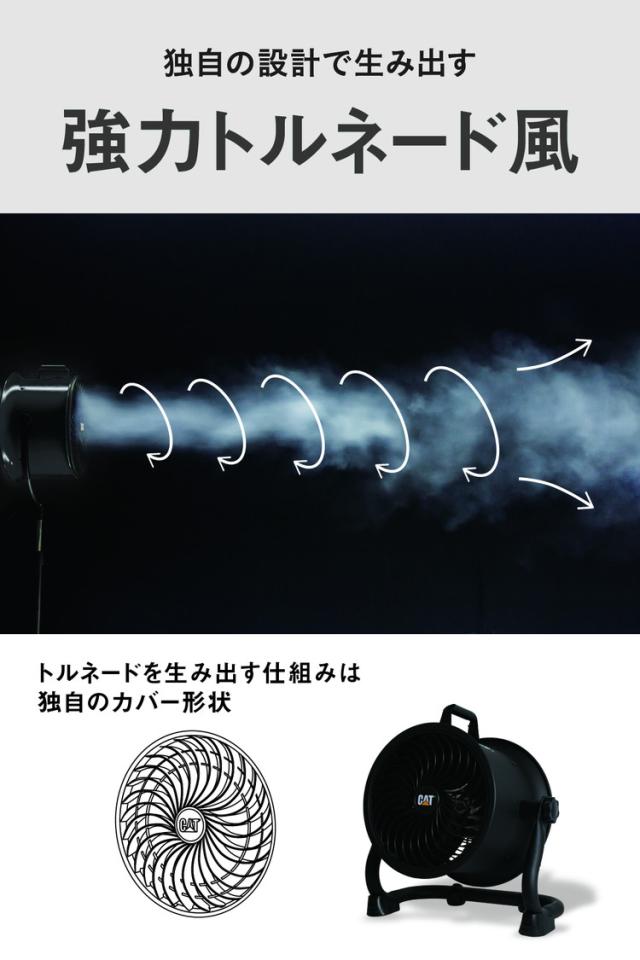 CAT サーキュレーター 羽根22cm ブラック 風量4段階 360度回転 工業