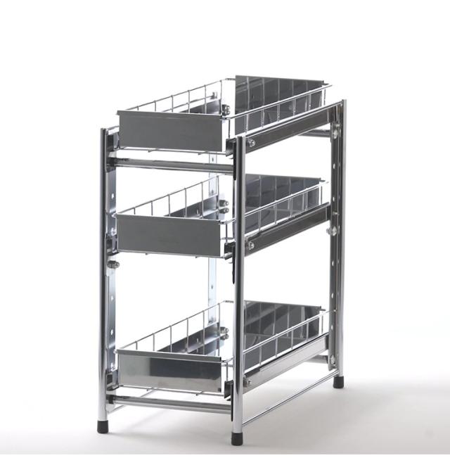 幅約31.5ｃｍ 2段 燕三条で作る頑丈シンク下スライドラック［日本製］ 燕三条で作る頑丈シンク下スライドラック［日本製］（シンク下