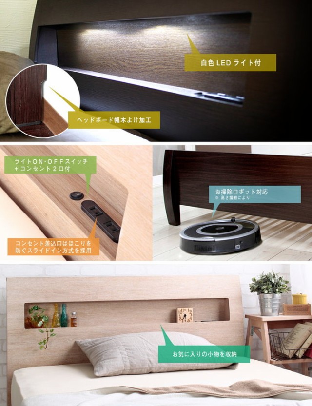 品質保証 マットレスセット フェンネルLED ピロートップマットレス付(代引不可)【送料無の通販はau PAY マーケット - リコメン堂インテリア館 高さ調整 シンプル コンセント付 ポケットコイル おしゃれ 安い爆買い