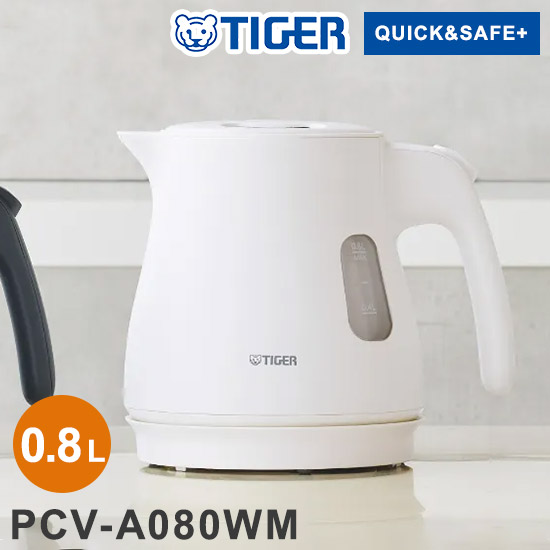 蒸気レス電気ケトル 1.2L グレイッシュホワイト タイガー魔法瓶 タイガー TIGER PTV-A120WG スピード沸とう QUICK&SAFE+ 温度調節機能つき【送料無料】