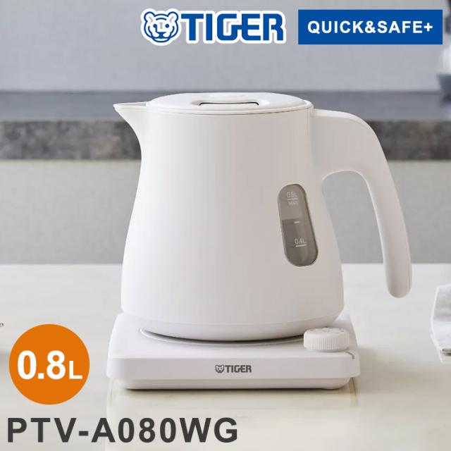 蒸気レス電気ケトル 1.2L グレイッシュホワイト タイガー魔法瓶 タイガー TIGER PTV-A120WG スピード沸とう QUICK&SAFE+ 温度調節機能つき【送料無料】