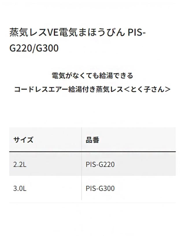 蒸気レスVE電気まほうびん 2.2L アーバンブラック タイガー魔法瓶 タイガー TIGER PIS-G220KE 給湯 コードレス エアー給湯付き【送料無料】