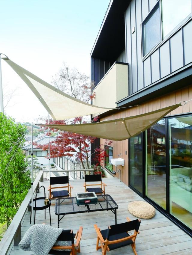 タープ テンデ トライアングルS 3.1×2.4m 日よけ 遮光 防炎 日除け シェード サンシェード ベランダ 庭(代引不可)【送料無料】