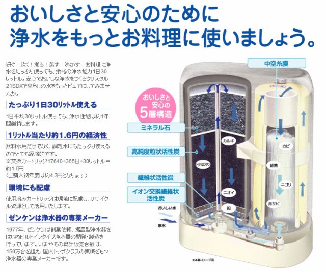 ゼンケン 浄水器 クリスタル21SDX 専用カートリッジ C-MFH-100SDX - 整水器