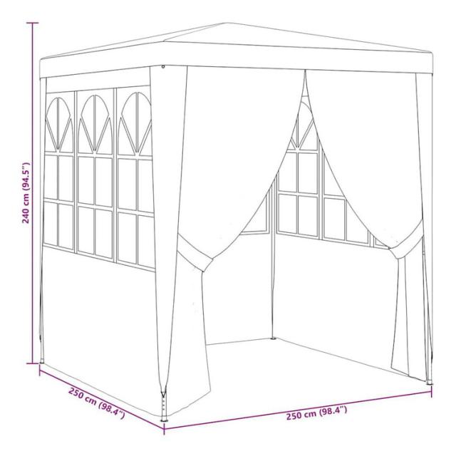 vidaXL プロ仕様 パーティーテント 側壁付き 2.5×2.5m ブルー 90g/m[2] 芝 ガーデン アウトドアリビング アウトドアストラクチャー キャノピー ガゼボ(代引不可)【送料無料】