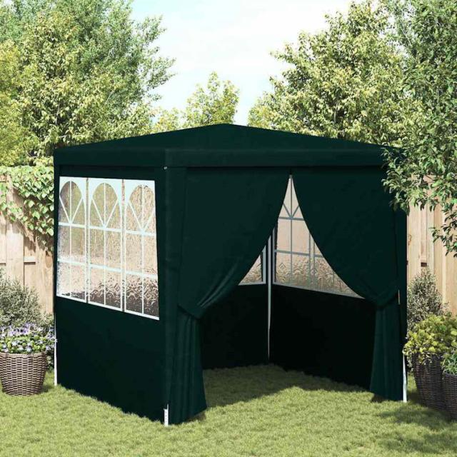 vidaXL プロ仕様 パーティーテント 側壁付き 2.5×2.5m グリーン 90g/m[2] 芝 ガーデン アウトドアリビング アウトドアストラクチャー キャノピー ガゼボ(代引不可)【送料無料】