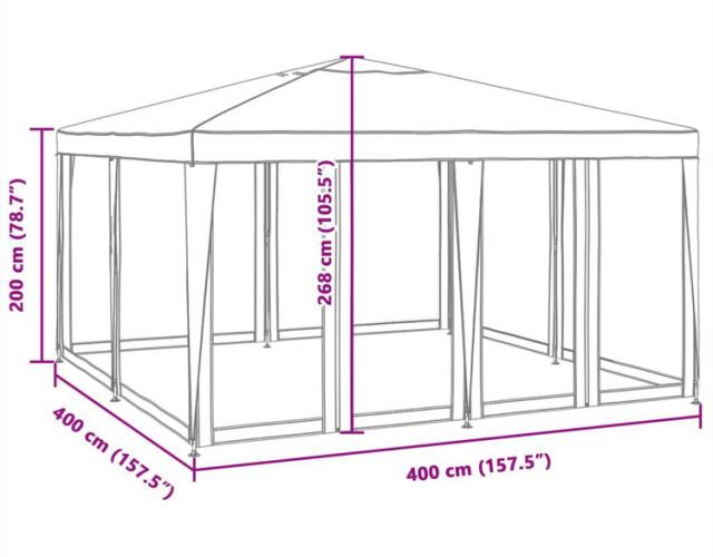 vidaXL パーティーテント 8メッシュサイドウォール付き アンスラサイト