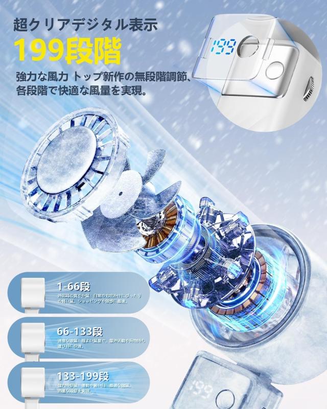 ハンディファン 手持ち扇風機 強力送風 冷却プレート -20℃瞬間冷却 携帯扇風機 7枚羽根 1〜199段階無段階風量調 4000mAh 充電式 ハンディ扇風機 小型扇風機 Type-C  液晶画面 残量表示 軽量  扇風機 熱中症対策 暑さ対策  ストラップ付き