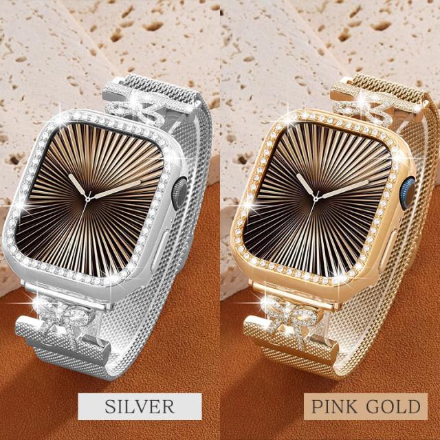 アップルウォッチ バンド キラキラ レディース おしゃれ 40mm 41mm 44mm 45mm ミラネーゼ マグネット ステンレス series 9 8 7 6 5 4 se se2 最新 スポーツ 女性 スリム 細め 軽い 磁石 可愛い  14