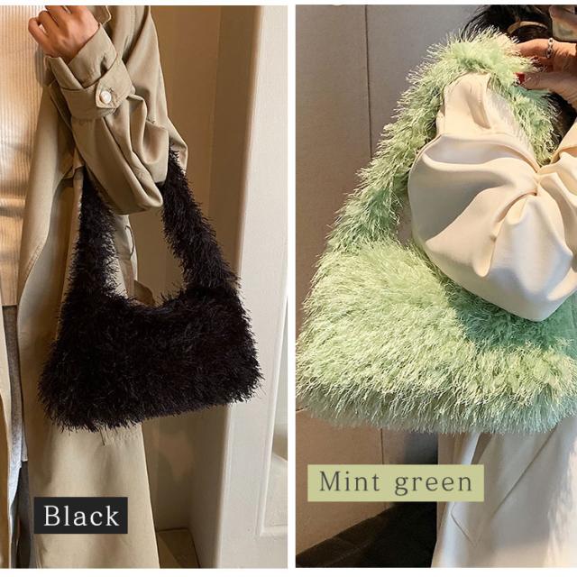 ショルダーバッグ レディース バッグ トートバッグ 軽量 肩掛けカバン ふわふわ かわいい おしゃれ もこもこ 秋冬 冬物 通勤 通学 女の子 女性 カバン 鞄 韓国 クリスマス プレゼント 送料無料 4