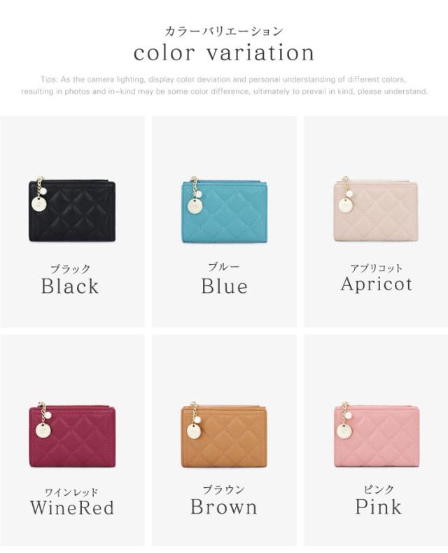 財布 レディース オシャレ 薄い 二つ折り 小さい キルティング レザー かわいい カード入れ 薄い財布 お洒落 大人 コンパクト 小銭入れ キルティング生地 薄型財布 小さい財布 子ども 小学生 チャーム付き サイフ 女の子 ミニ財布 軽い 送料無料 7