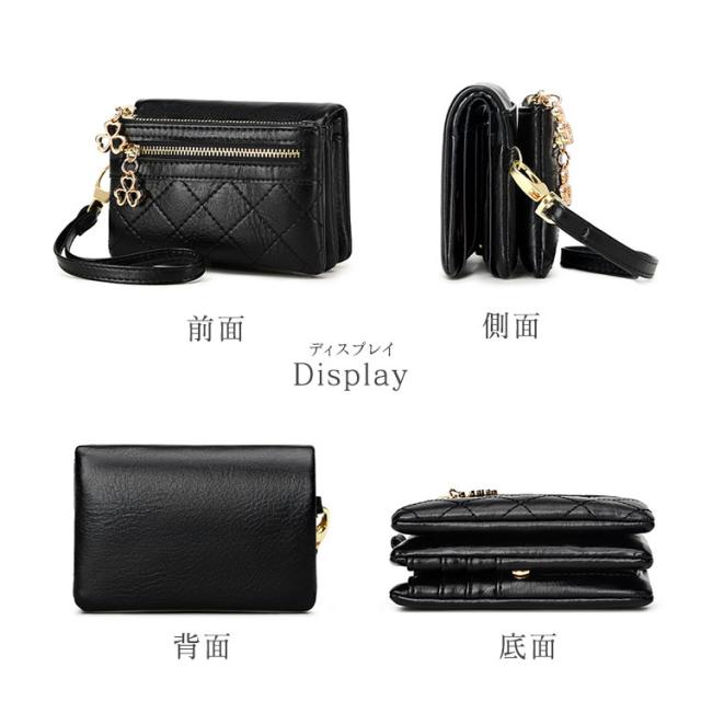 財布 レディース 二つ折り 大容量 キルティング レザー カード入れ 多い カード たくさん入る ポーチ 小物入れ かわいい お洒落 大人 機能性 コンパクト 小銭入れ サイフ ストラップ付き ミニポーチ 女の子 軽い 30代 40代 50代 送料無料 7