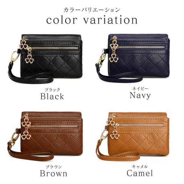 財布 レディース 二つ折り 大容量 キルティング レザー カード入れ 多い カード たくさん入る ポーチ 小物入れ かわいい お洒落 大人 機能性 コンパクト 小銭入れ サイフ ストラップ付き ミニポーチ 女の子 軽い 30代 40代 50代 送料無料 8