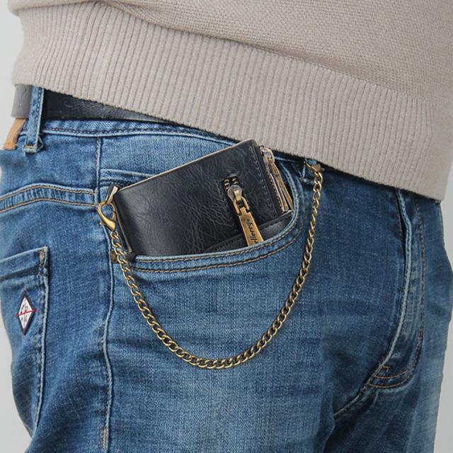 財布 メンズ 二つ折り 革 レザー カード入れ かっこいい おしゃれ ファスナー カード たくさん入る アメカジ 便利 ウォレットチェーン カジュアル コンパクト サイフ 機能性 チェーン ヴィンテージ 小さい財布 薄い 20代 30代 40代 50代 送料無料 8