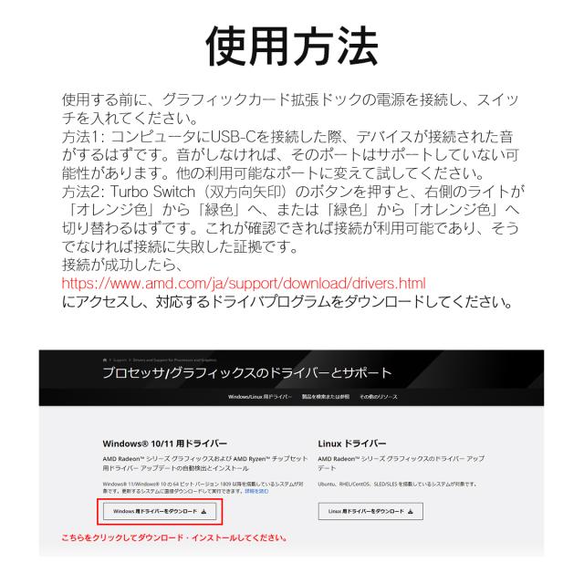 3画面同時出力に対応する外付けGPUボックスの接続例