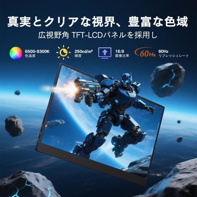 モバイルモニター 全体像と接続ポート詳細
