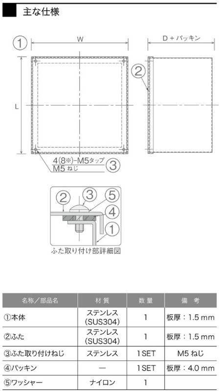 八州電工 SP2020WN プルボックス ステンレス製被せふた(簡易防水仕様) 縦200mm×横200mm×深さ200mm  材質SUS304の通販はau PAY マーケット - 電材BLUEWOOD au PAY マーケット店 | au PAY マーケット－通販サイト